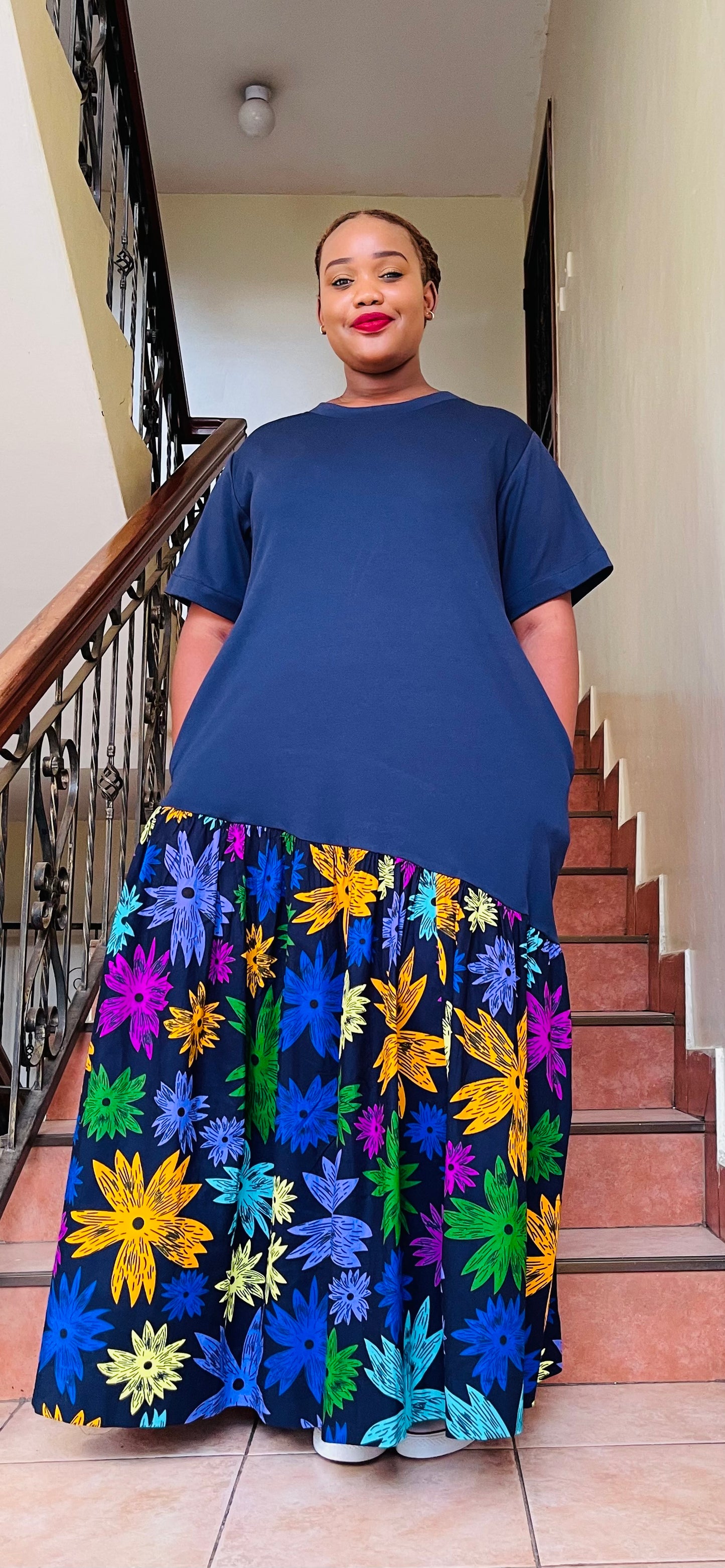Jolie - African Print and Jersey mix dress