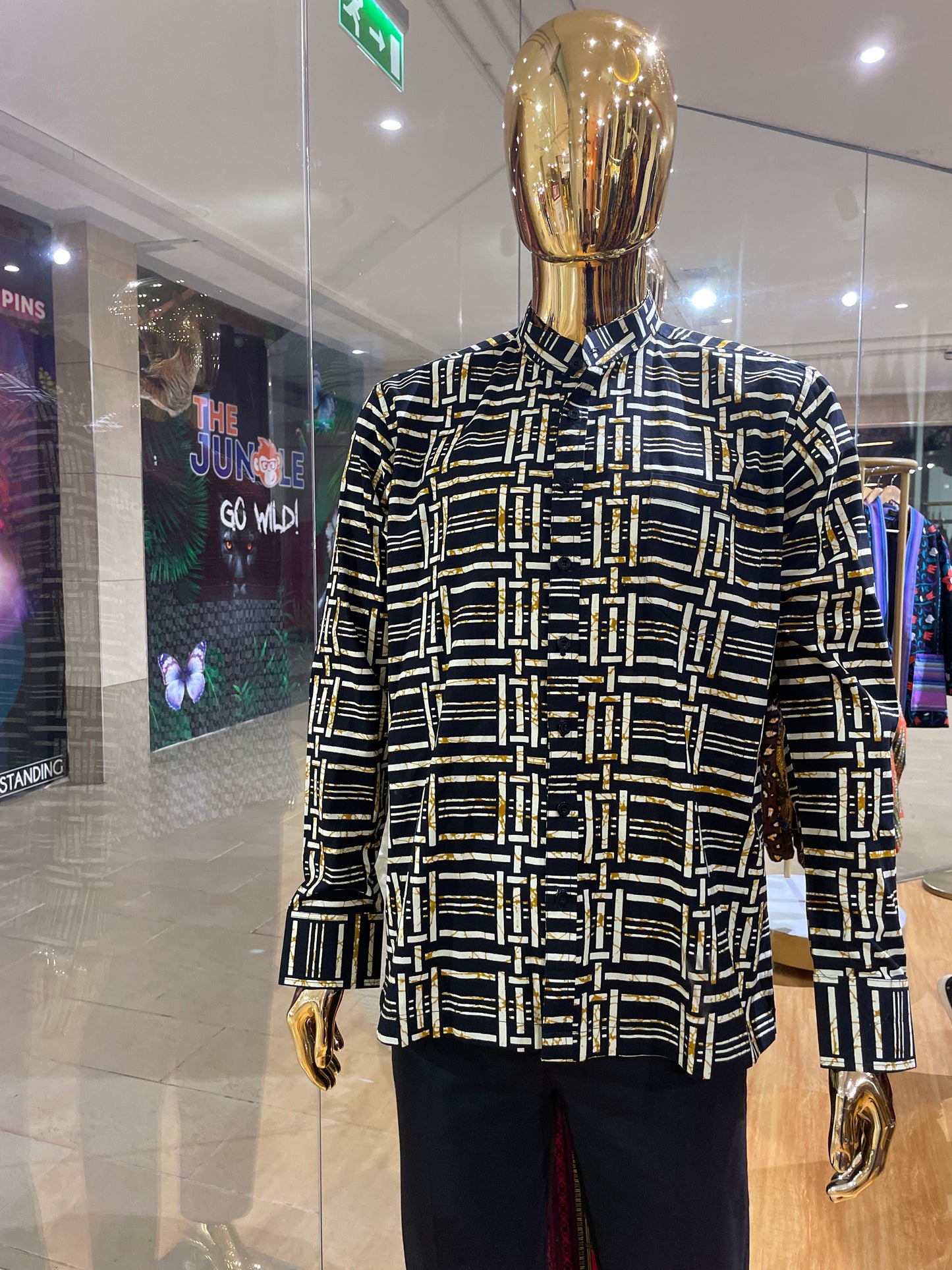 Khalil - African Print Mandarin Neck Shirt