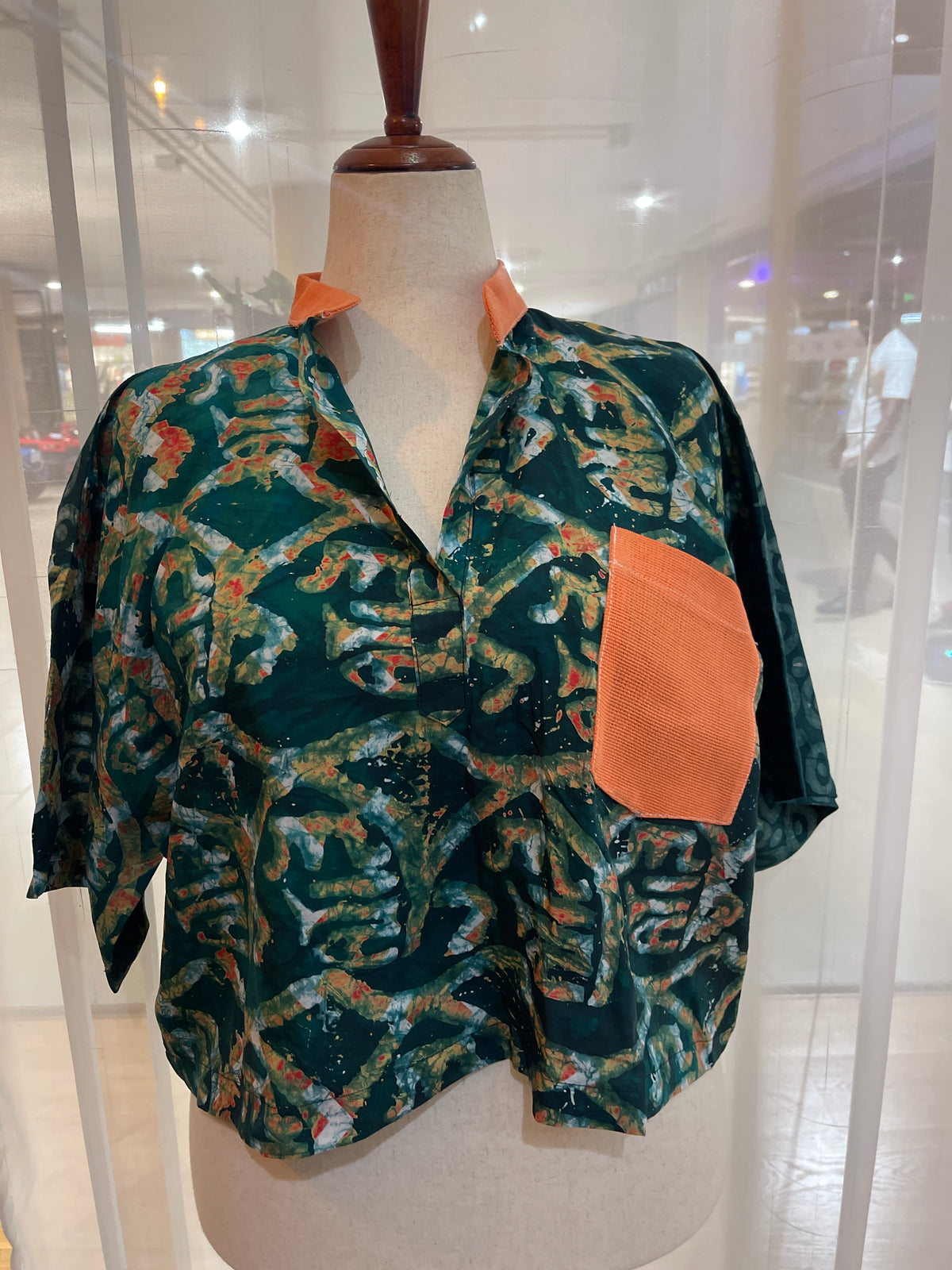 Toli- Crepe batik and aso-ke mix crop top