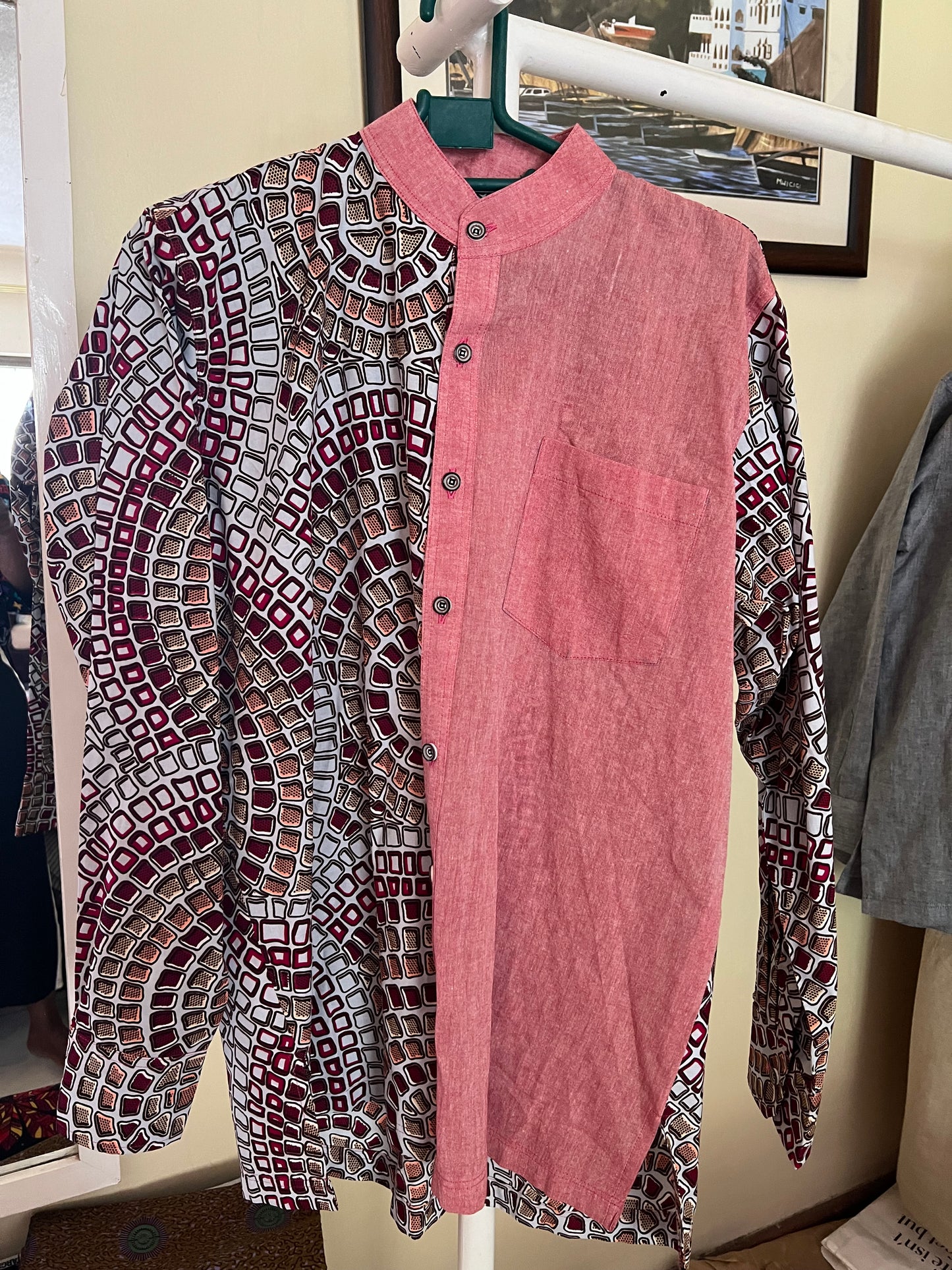 Femi - African print and linen mix shirt