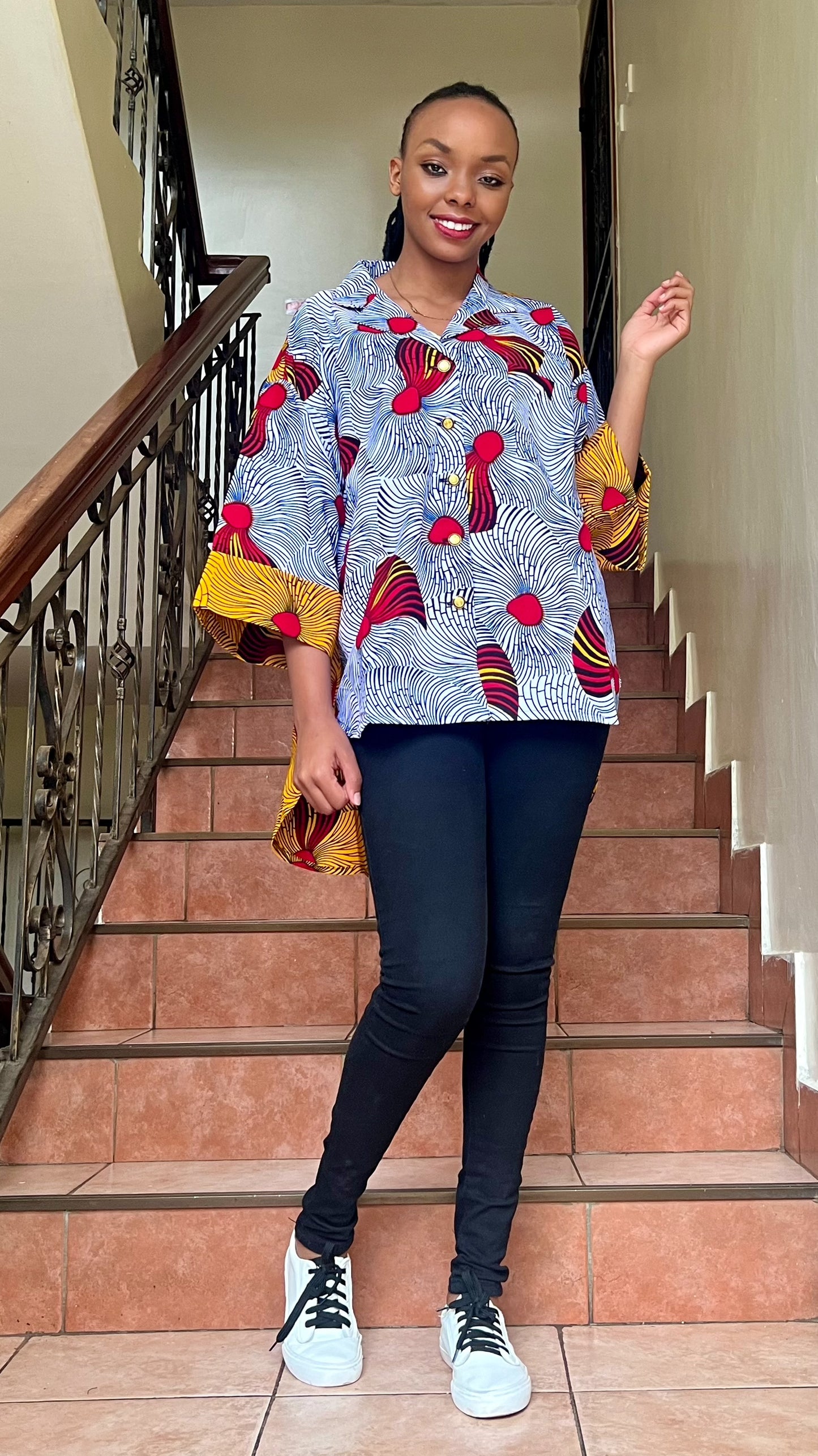 Ijele - African Print mix relaxed fit top