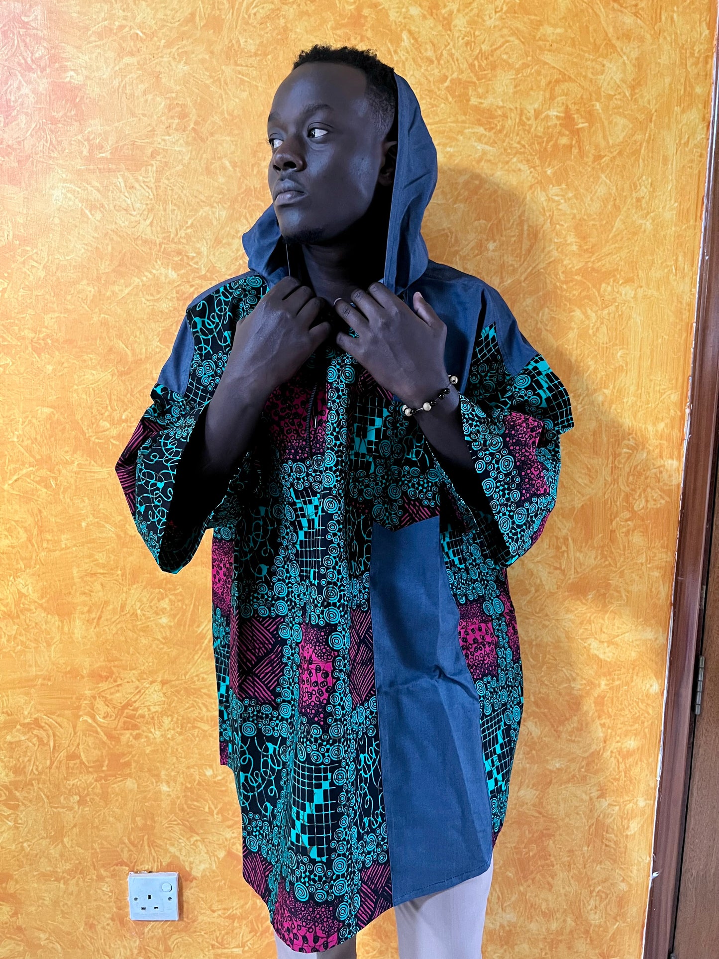 EP Denkara - African print and denim Hoodie