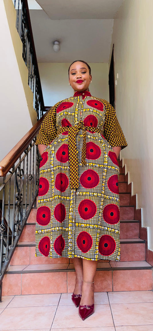 Azella - African Print Raglan Shirt Dress