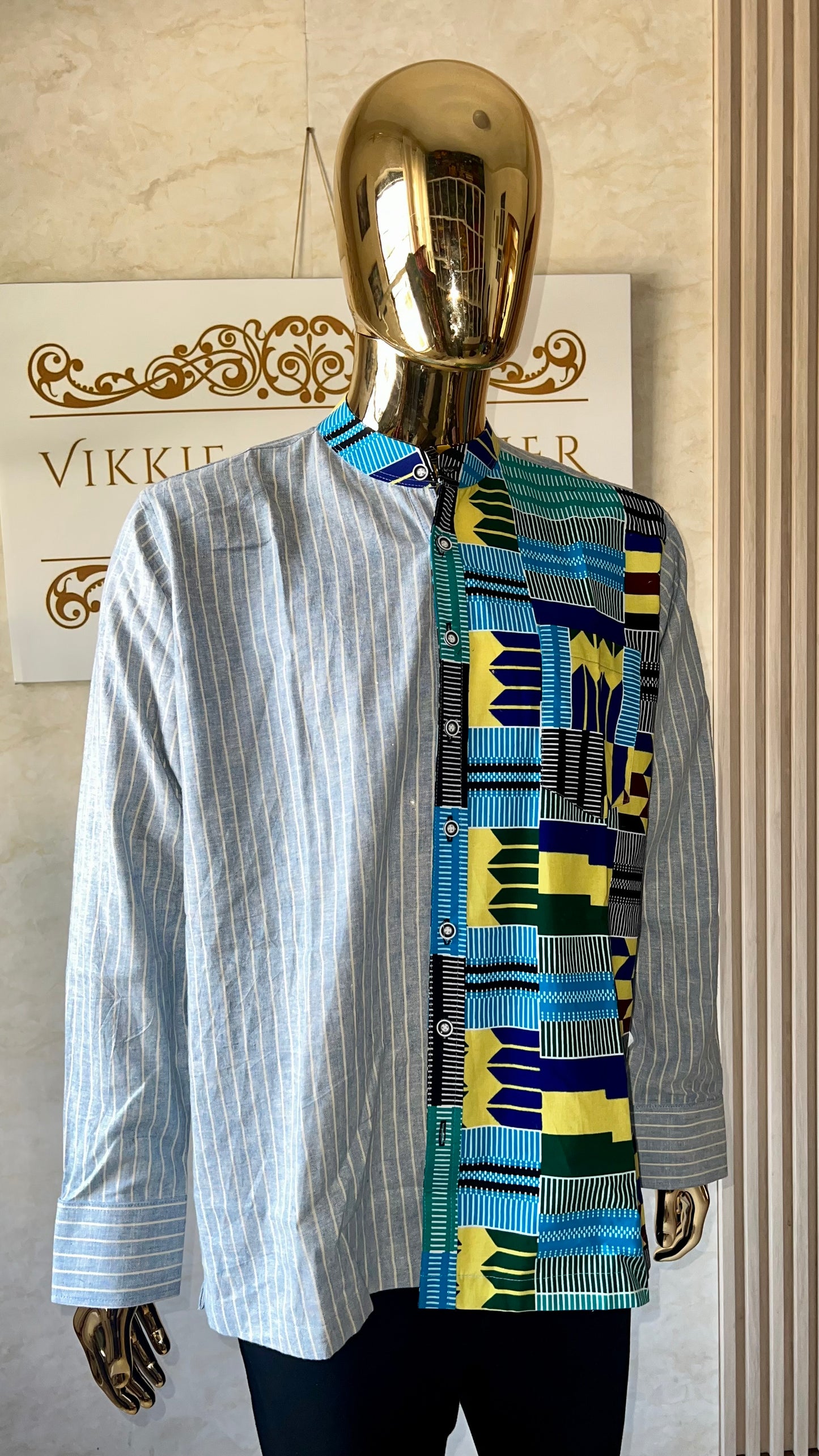 Dilli - Linen and African print shirt