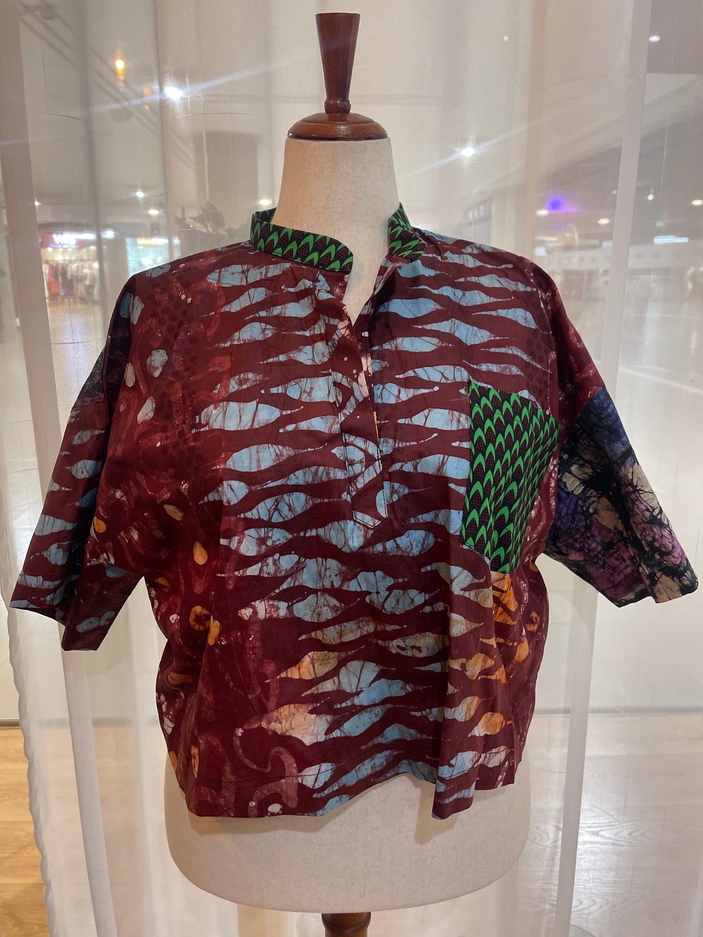Mide - Adire and Ankara mix crop top