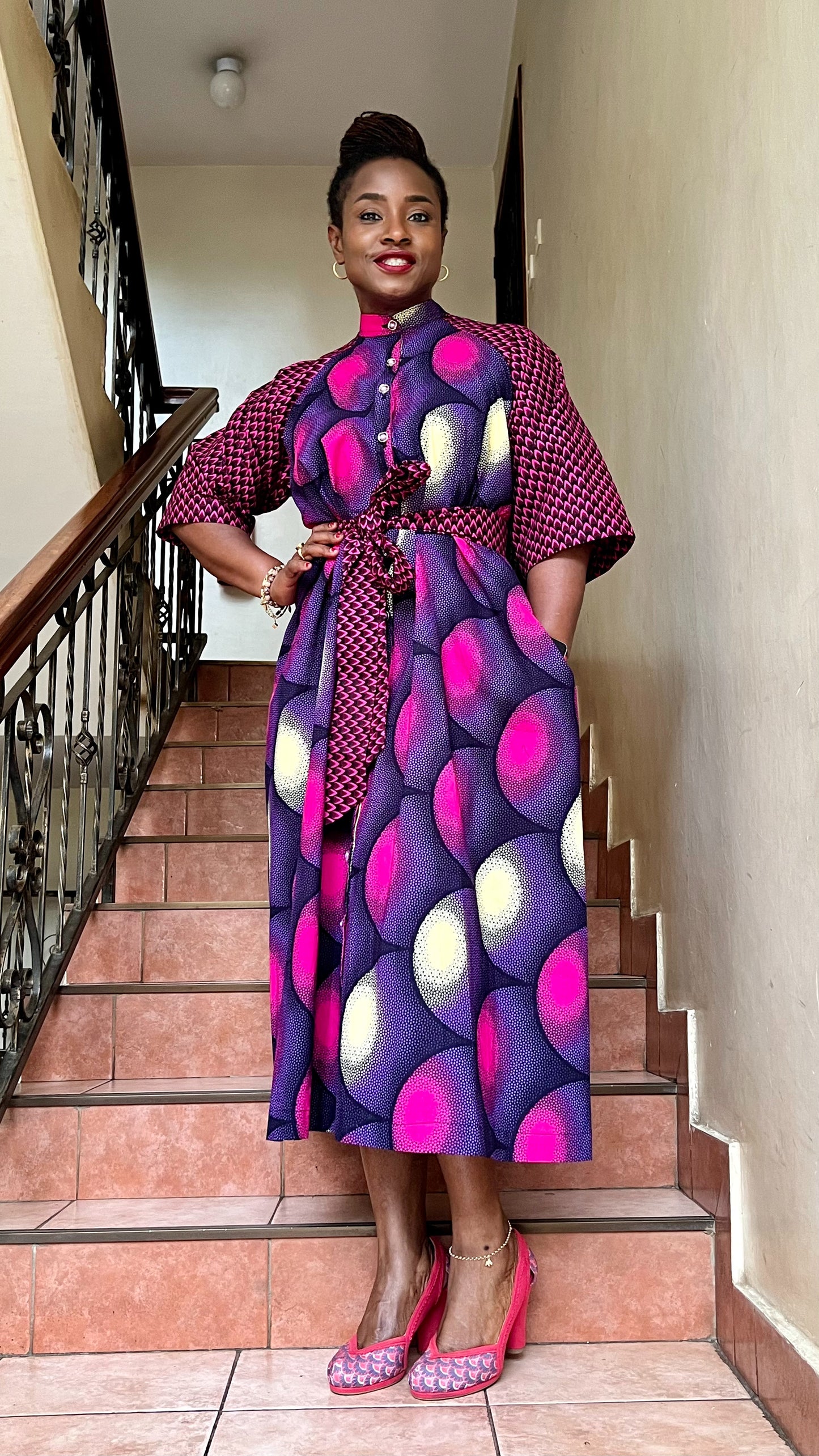 Azella - African Print Raglan Shirt Dress