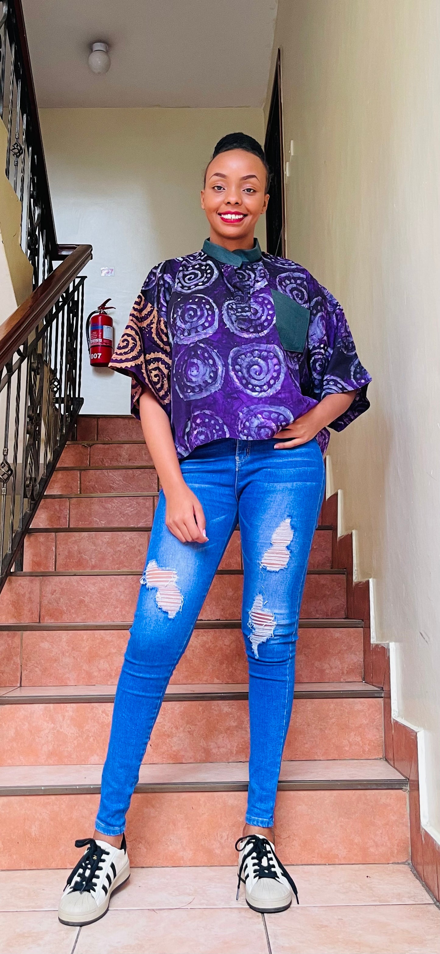 Toli- Crepe batik and aso-ke mix crop top