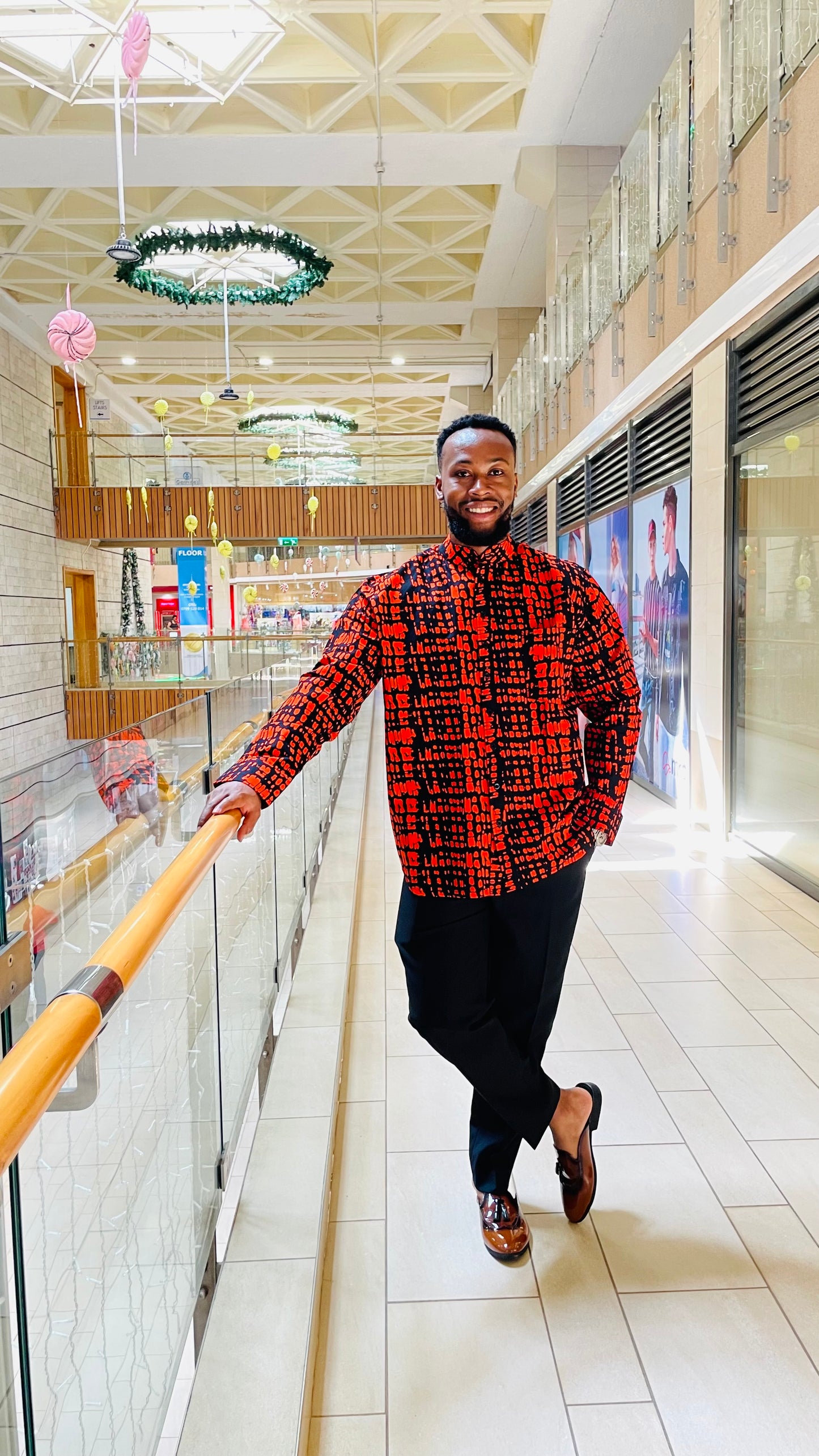 Khalil - African Print Mandarin Neck Shirt