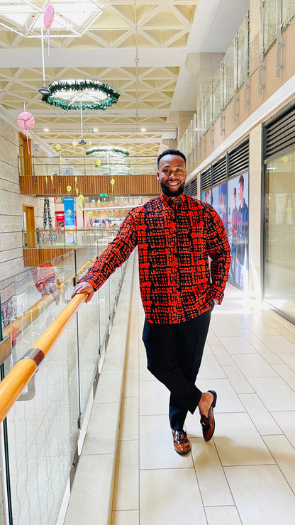 Khalil - African Print Mandarin Neck Shirt