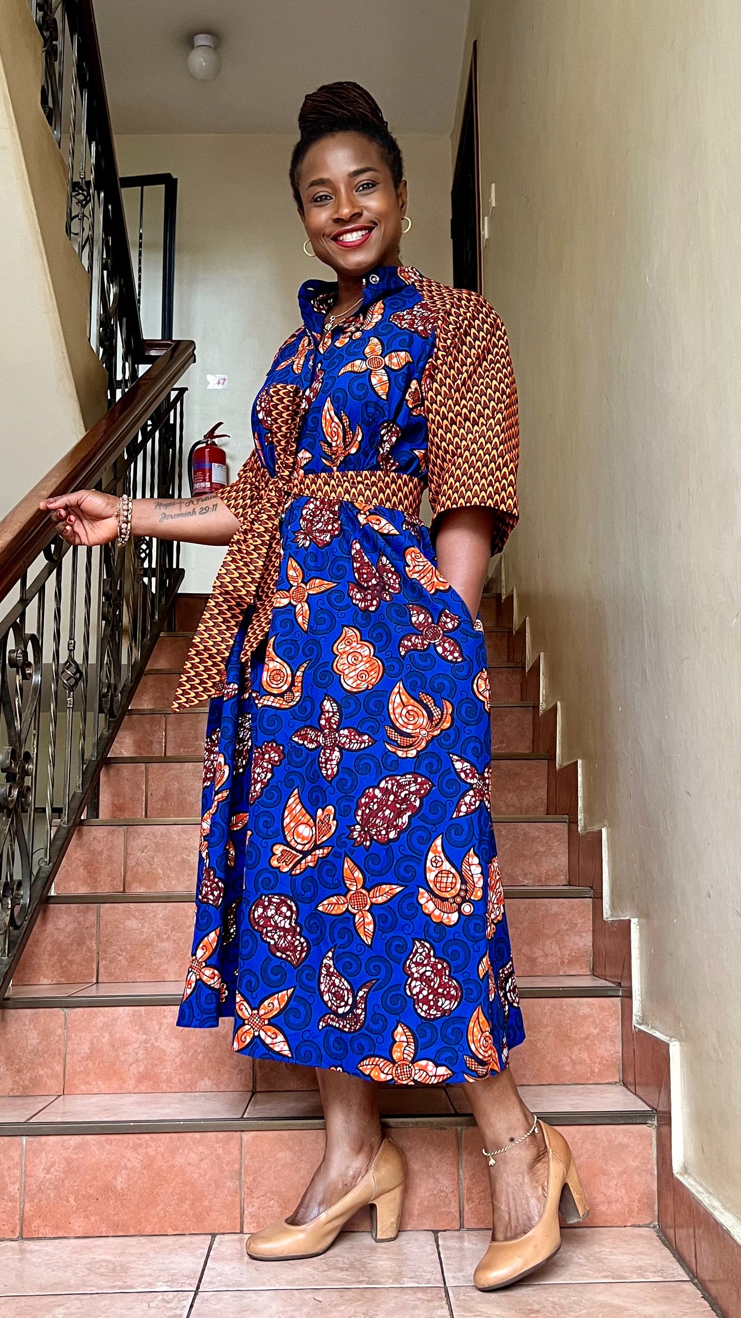 Azella - African Print Raglan Shirt Dress