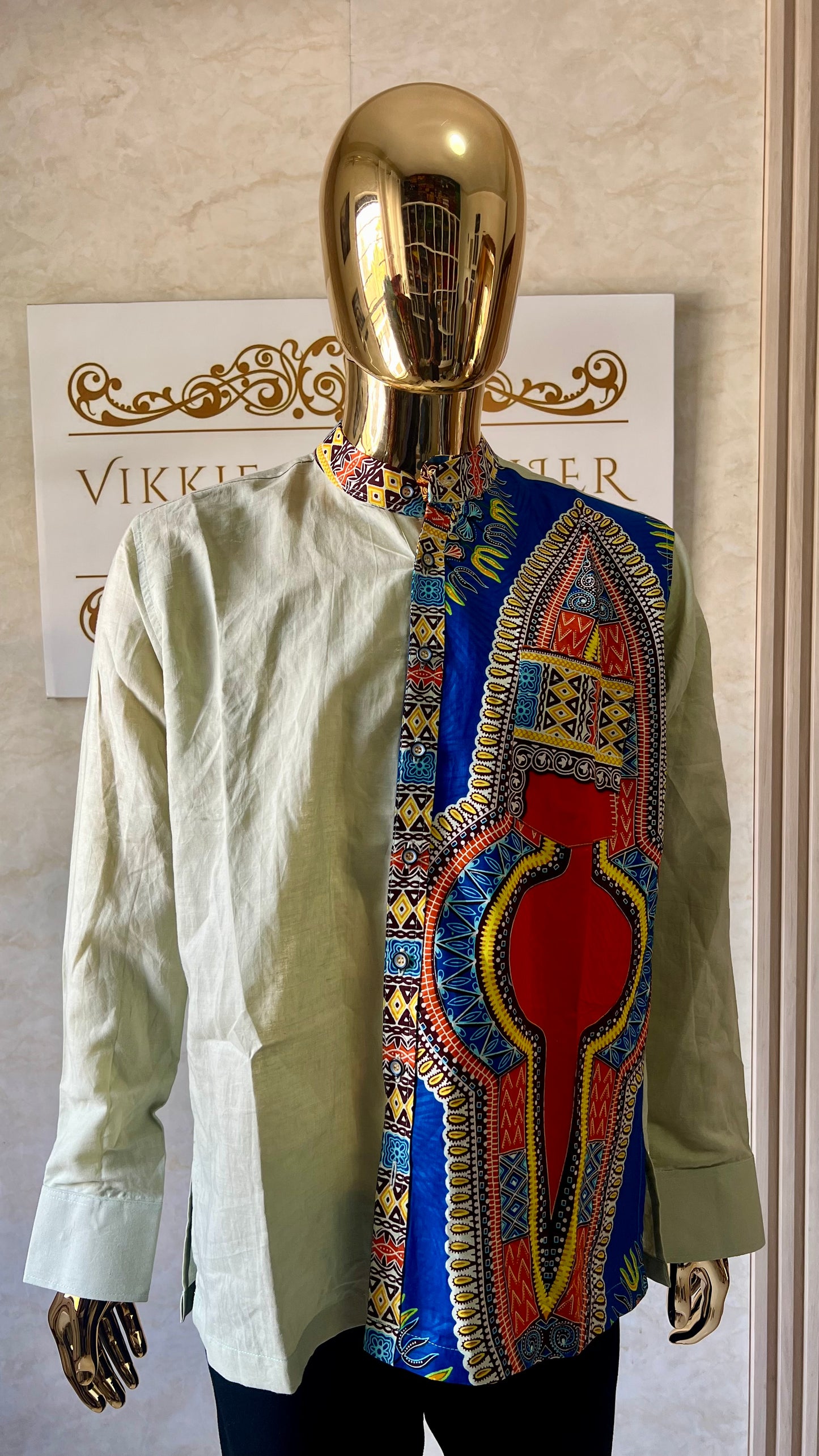 Dilli - Linen and African print shirt