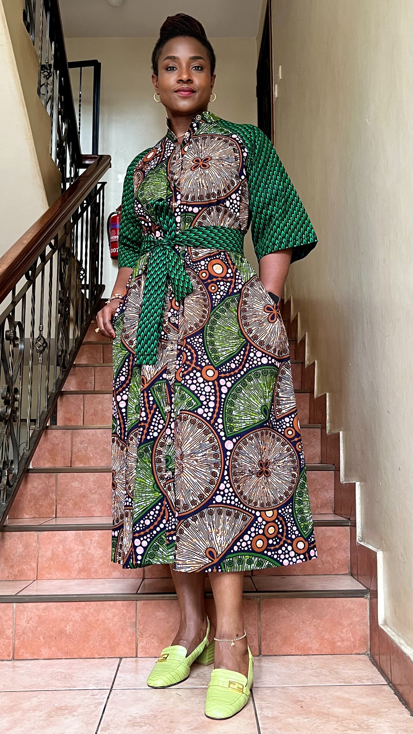 Azella - African Print Raglan Shirt Dress