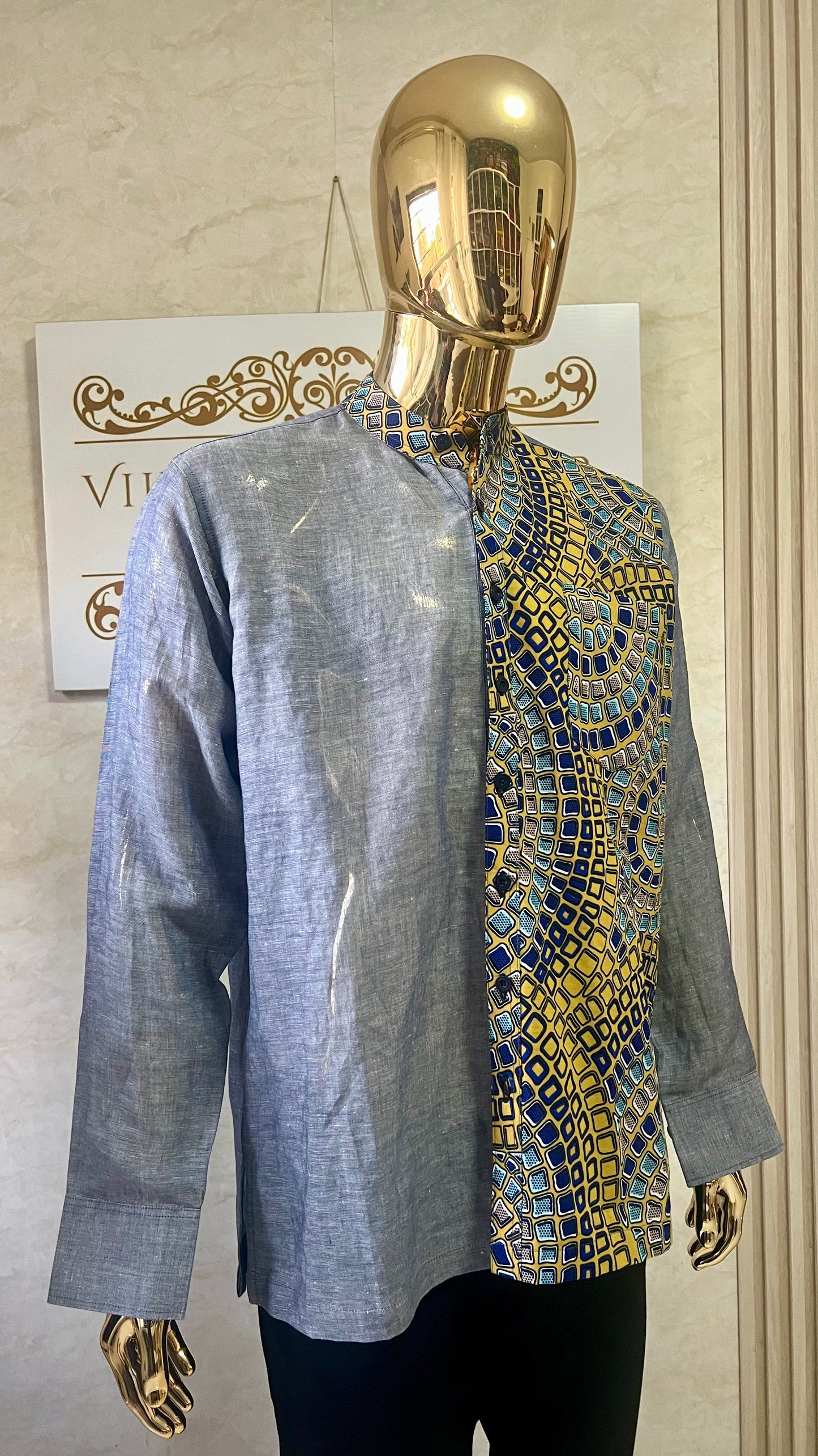 Dilli - Linen and African print shirt