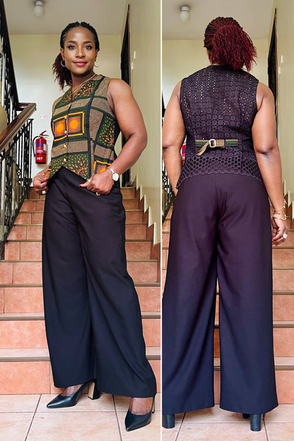 Hiari - African Print and lace mix waistcoat