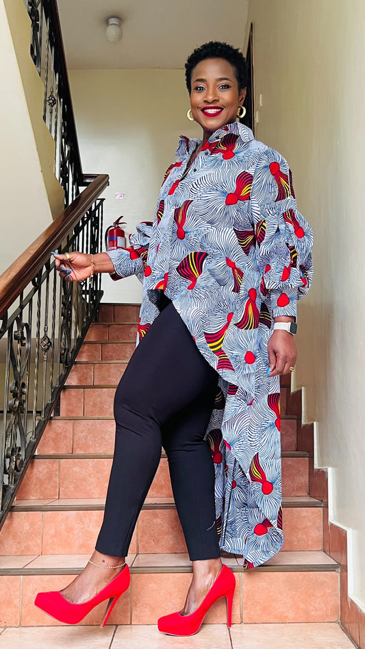 Frenchie - African print hi-low top