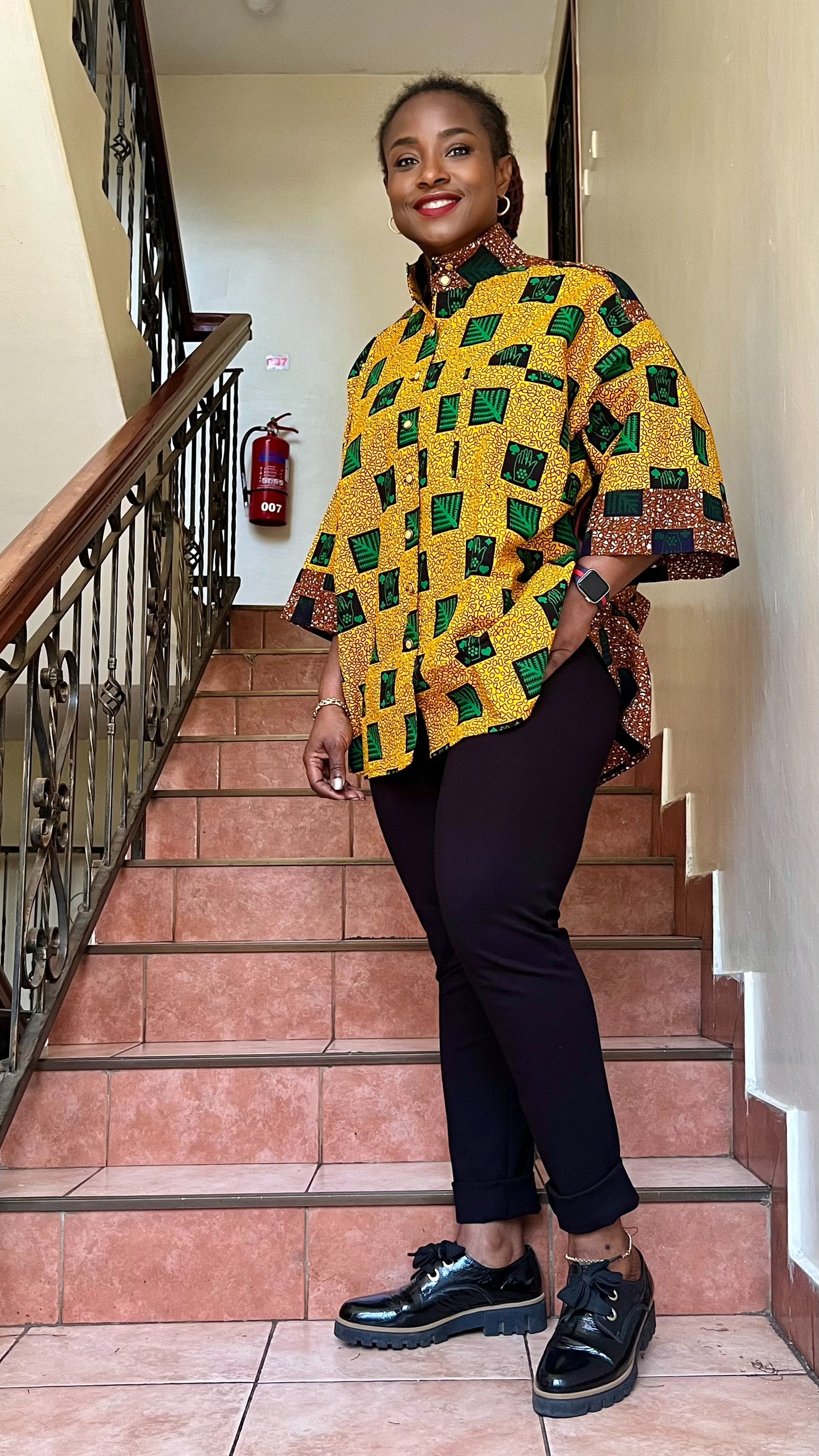 Ijele - African Print mix relaxed fit top