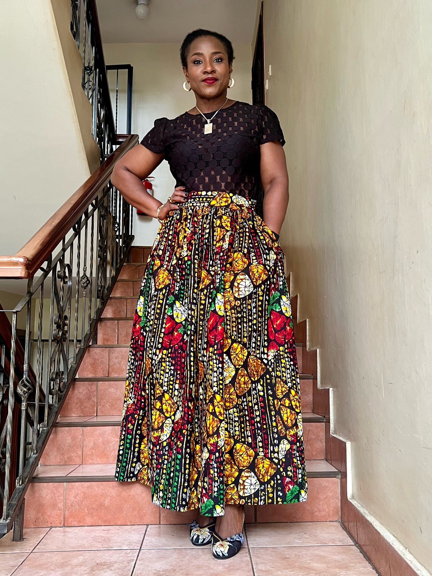 Lola - African print Gathered Skirt