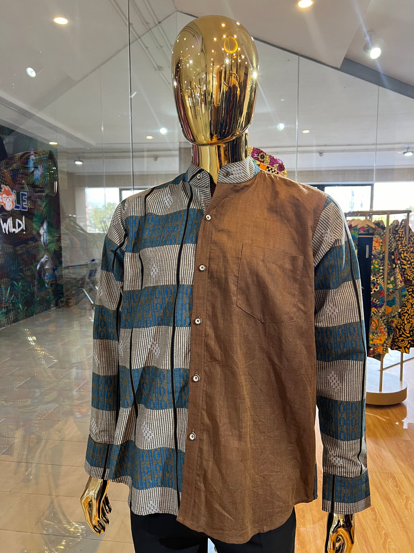 Femi - African print and linen mix shirt