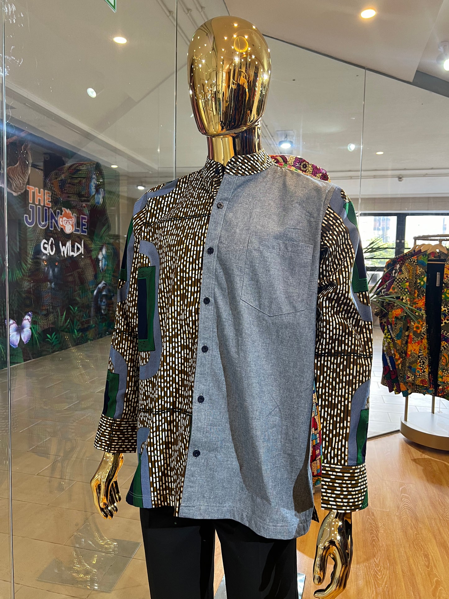 Femi - African print and linen mix shirt