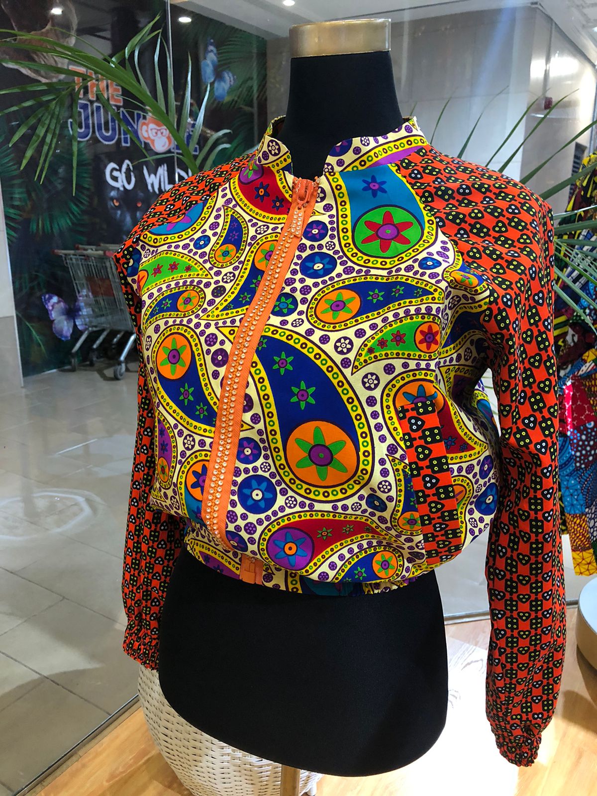 Midnight - African print mix Bomber Jacket