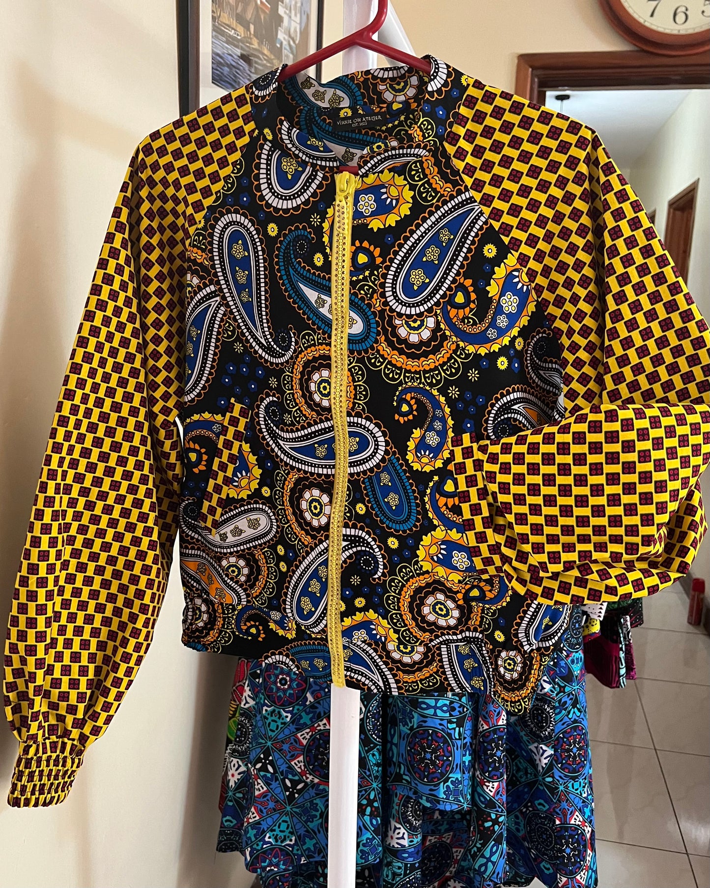 Midnight - African print mix Bomber Jacket