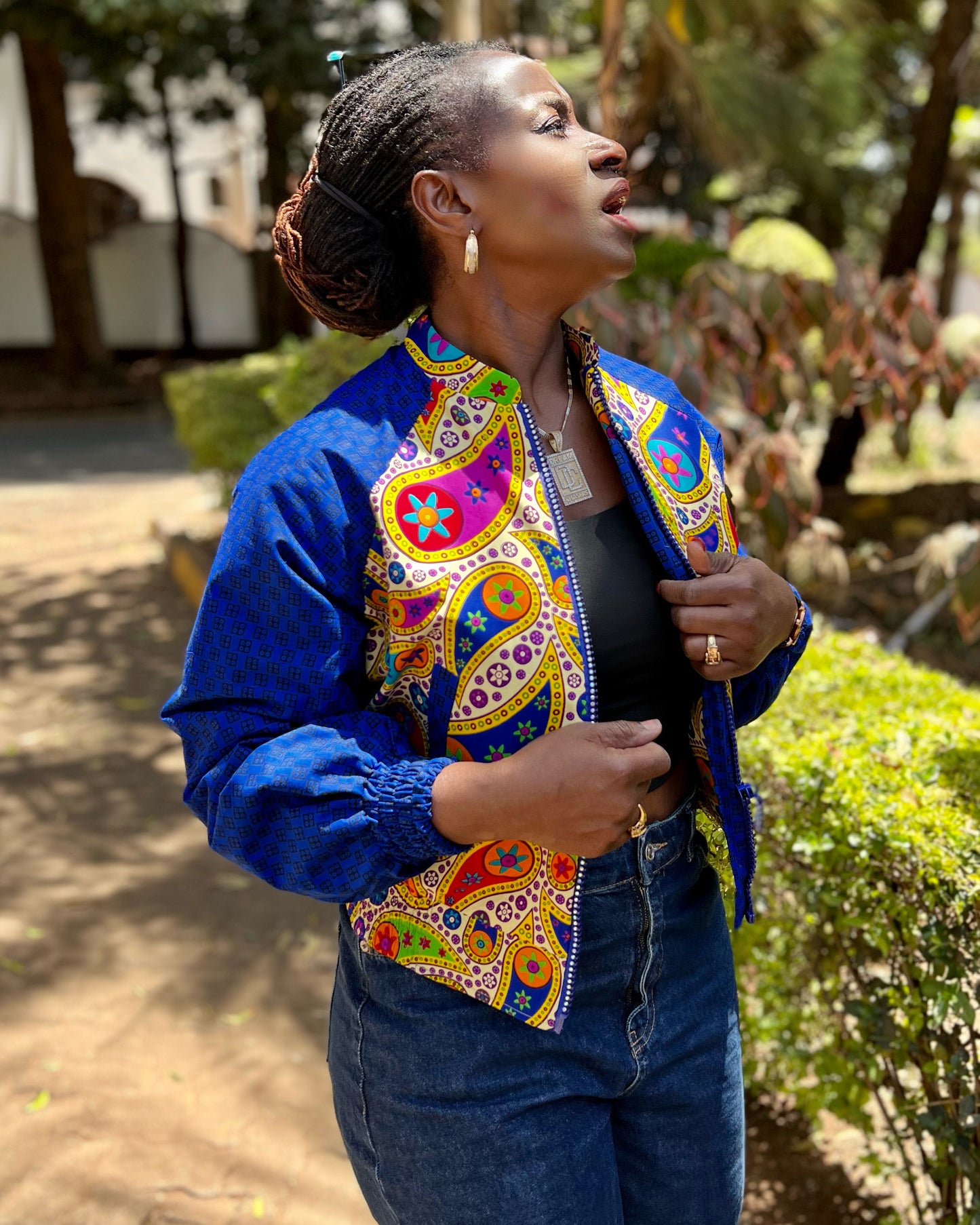 Midnight - African print mix Bomber Jacket