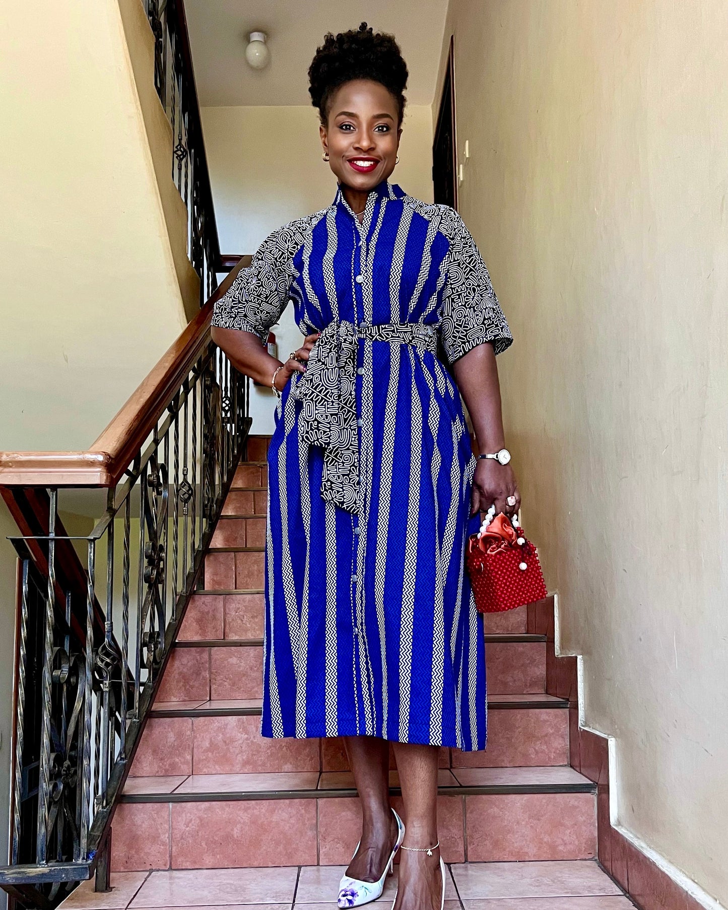 Azella - African Print Raglan Shirt Dress