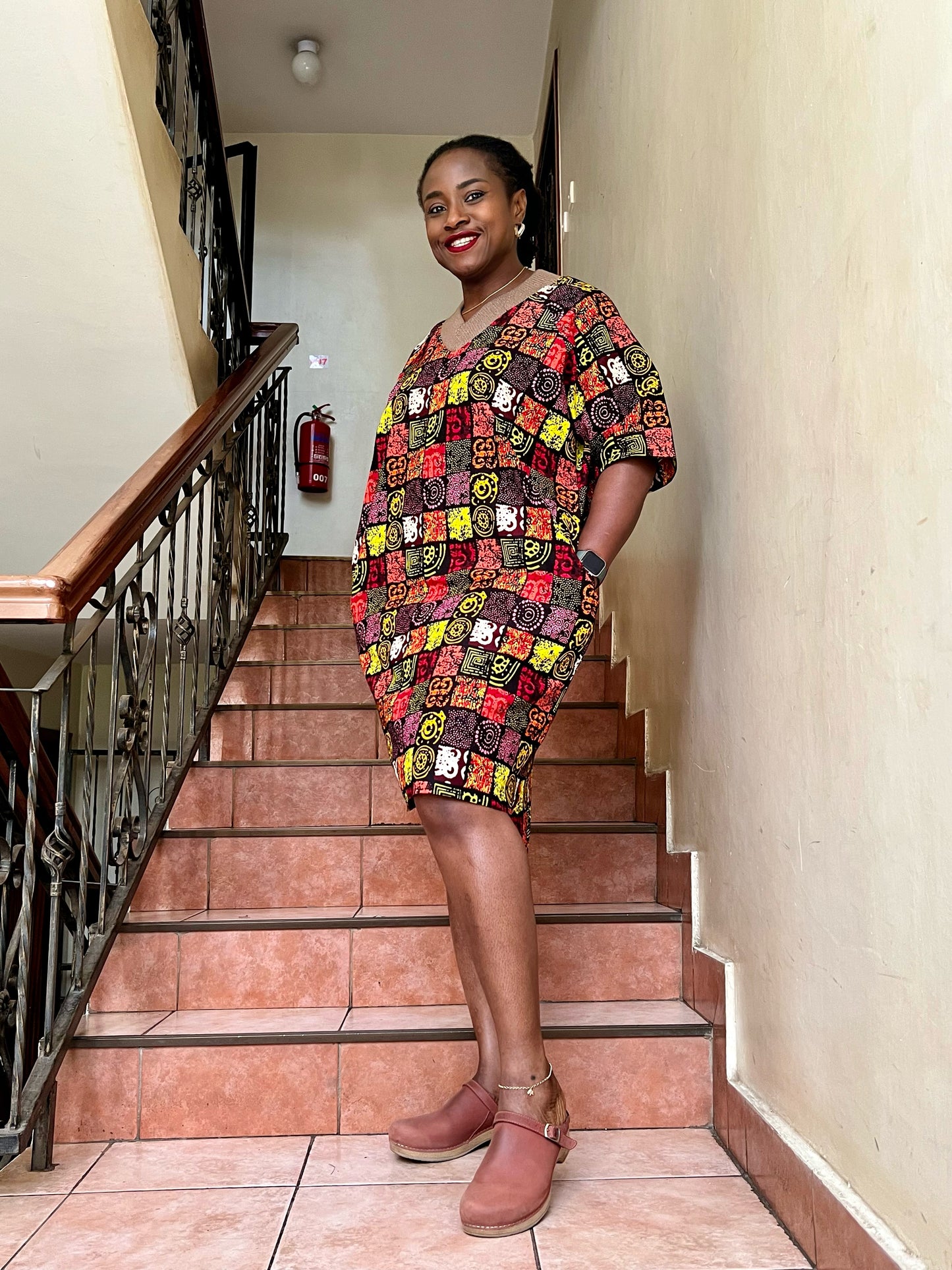 Happy - African print Teeshirt Dress