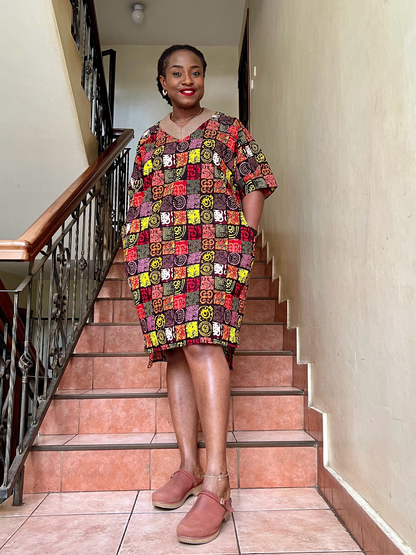 Happy - African print Teeshirt Dress