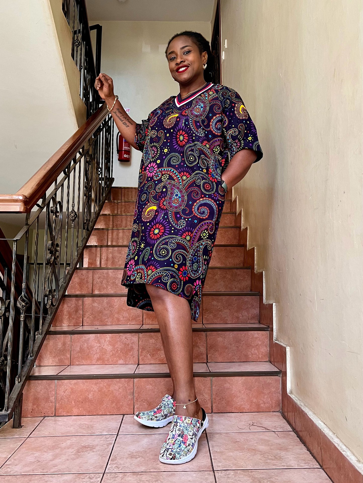 Happy - African print Teeshirt Dress