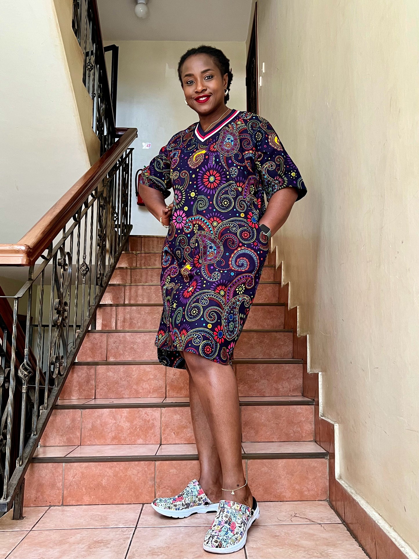 Happy - African print Teeshirt Dress