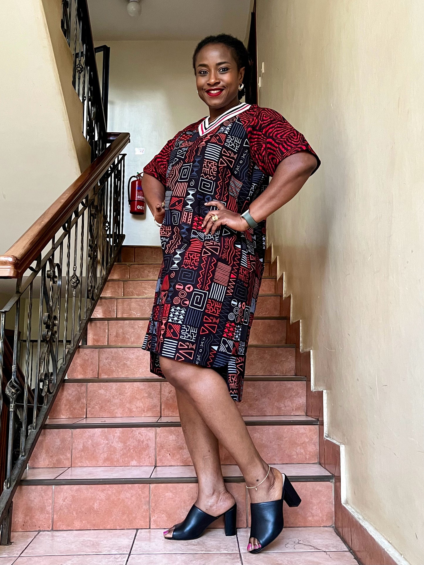 Happy - African print Teeshirt Dress