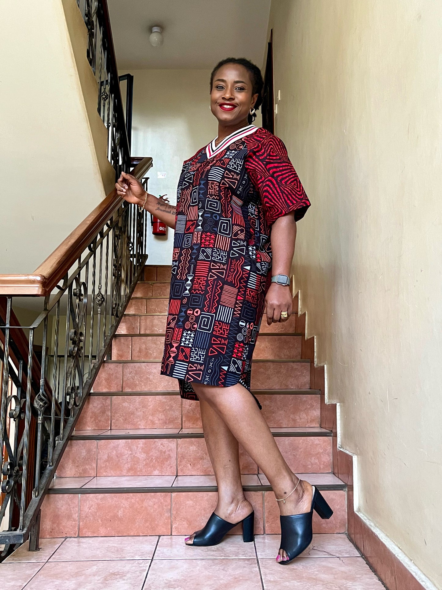 Happy - African print Teeshirt Dress