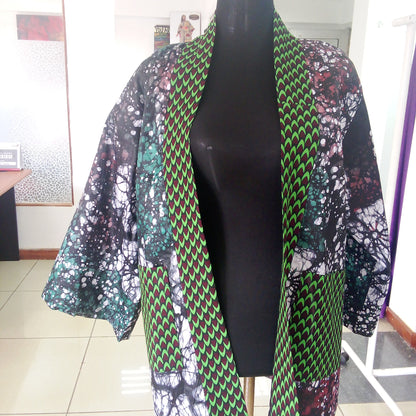 Kosi - African print and Adiré mix Kimono Jacket